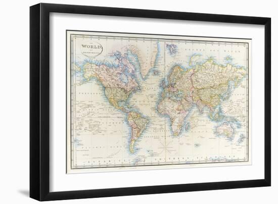 Map of the World: from R.H.Laurie's Atlas, 1852--Framed Giclee Print