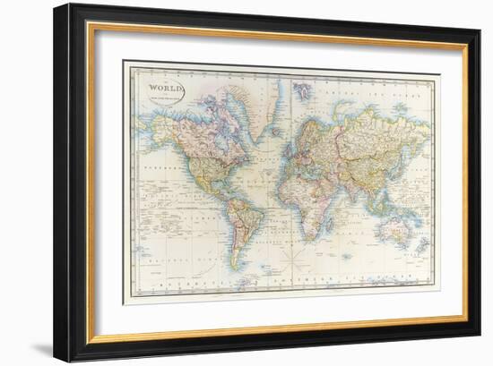 Map of the World: from R.H.Laurie's Atlas, 1852-null-Framed Giclee Print