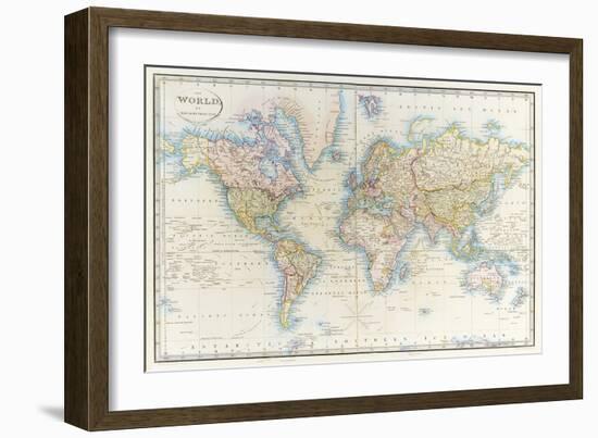 Map of the World: from R.H.Laurie's Atlas, 1852-null-Framed Premium Giclee Print