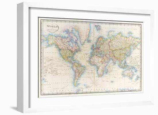 Map of the World: from R.H.Laurie's Atlas, 1852-null-Framed Premium Giclee Print
