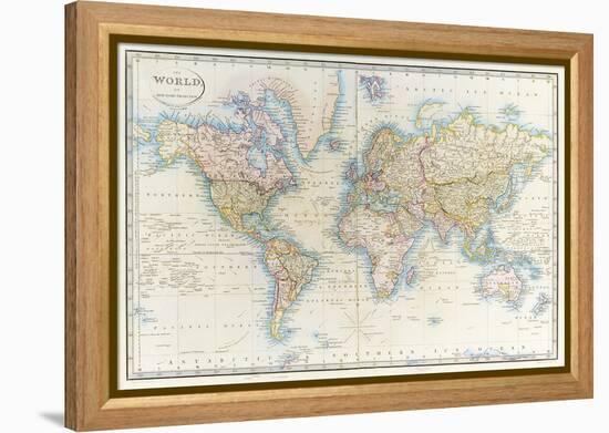 Map of the World: from R.H.Laurie's Atlas, 1852-null-Framed Premier Image Canvas