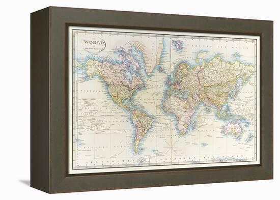 Map of the World: from R.H.Laurie's Atlas, 1852-null-Framed Premier Image Canvas