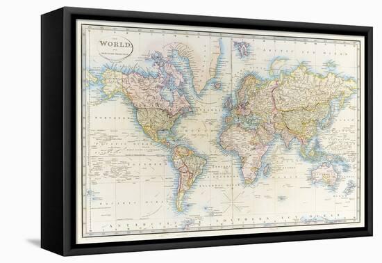 Map of the World: from R.H.Laurie's Atlas, 1852-null-Framed Premier Image Canvas