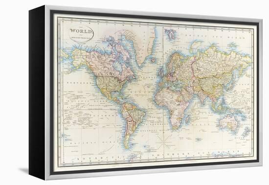 Map of the World: from R.H.Laurie's Atlas, 1852-null-Framed Premier Image Canvas