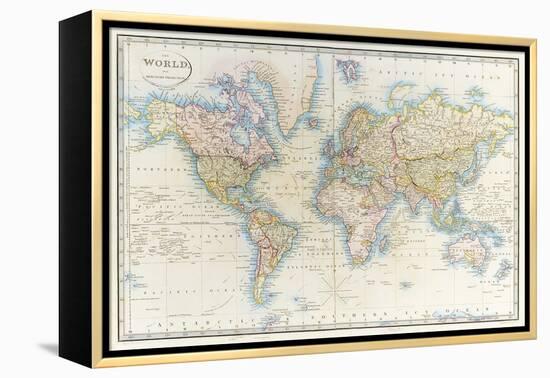 Map of the World: from R.H.Laurie's Atlas, 1852-null-Framed Premier Image Canvas