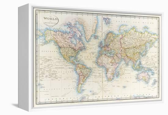 Map of the World: from R.H.Laurie's Atlas, 1852-null-Framed Premier Image Canvas