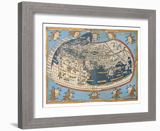 Map Of The World (In Those Days Known)-marzolino-Framed Art Print