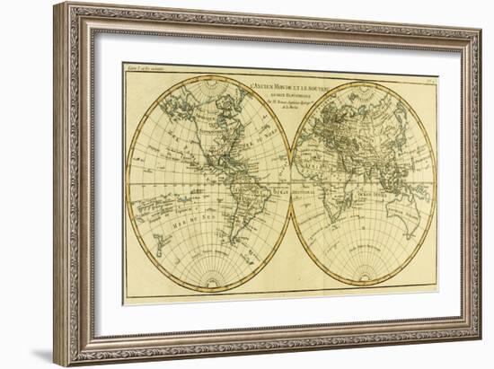 Map of the World in Two Hemispheres, from 'Atlas De Toutes Les Parties Connues Du Globe…-Charles Marie Rigobert Bonne-Framed Giclee Print