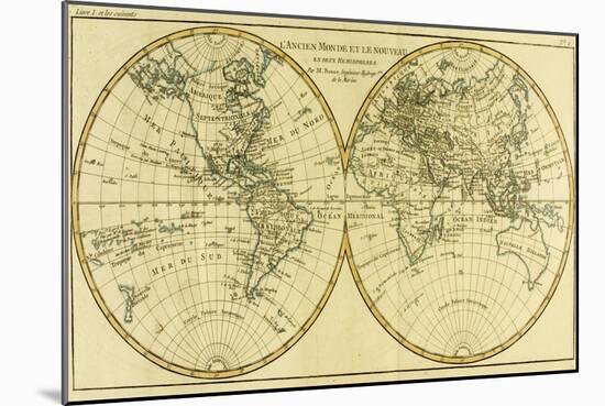 Map of the World in Two Hemispheres, from 'Atlas De Toutes Les Parties Connues Du Globe…-Charles Marie Rigobert Bonne-Mounted Giclee Print