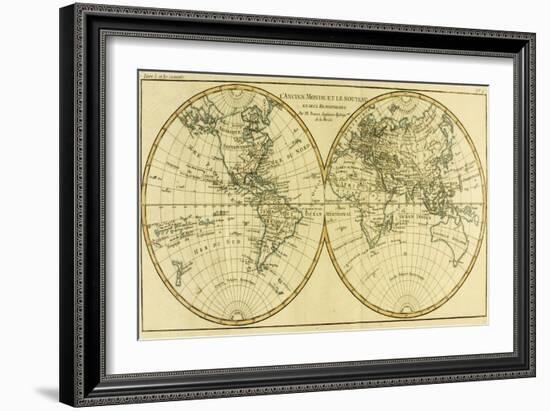 Map of the World in Two Hemispheres, from 'Atlas De Toutes Les Parties Connues Du Globe…-Charles Marie Rigobert Bonne-Framed Giclee Print