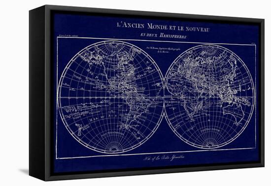 Map of the World Indigo-Sue Schlabach-Framed Stretched Canvas