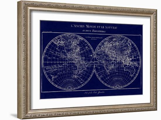 Map of the World Indigo-Sue Schlabach-Framed Art Print