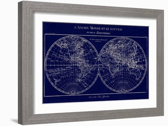 Map of the World Indigo-Sue Schlabach-Framed Art Print