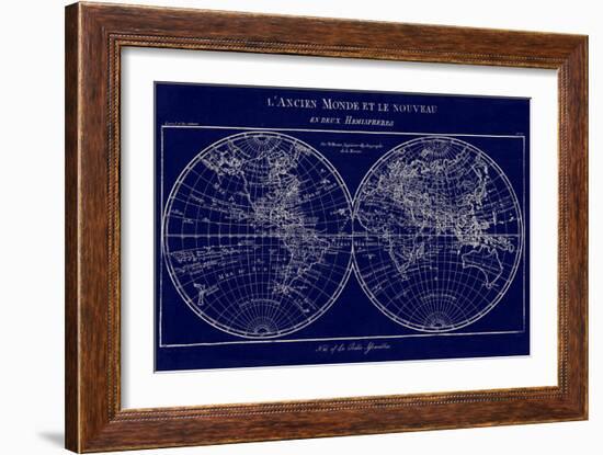 Map of the World Indigo-Sue Schlabach-Framed Art Print