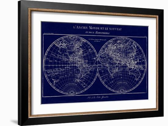 Map of the World Indigo-Sue Schlabach-Framed Art Print