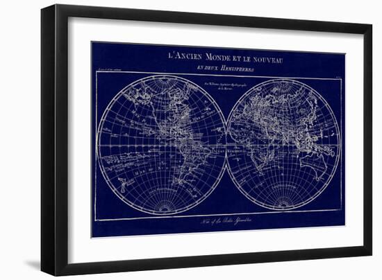 Map of the World Indigo-Sue Schlabach-Framed Art Print