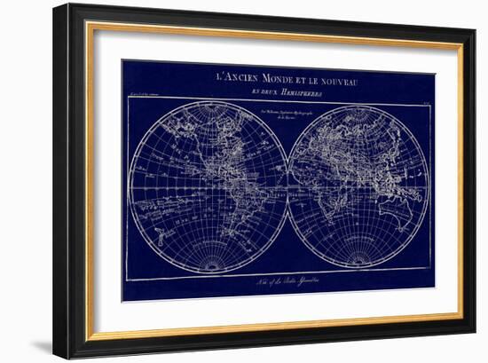 Map of the World Indigo-Sue Schlabach-Framed Art Print