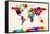 Map of the World Map Abstract Painting-Michael Tompsett-Framed Stretched Canvas