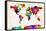 Map of the World Map Abstract Painting-Michael Tompsett-Framed Stretched Canvas