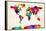 Map of the World Map Abstract Painting-Michael Tompsett-Framed Stretched Canvas