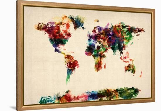 Map of the World Map Abstract Painting-Michael Tompsett-Framed Stretched Canvas