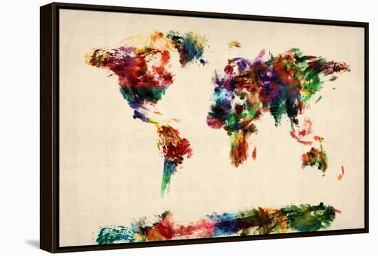 Map of the World Map Abstract Painting-Michael Tompsett-Framed Stretched Canvas