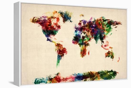 Map of the World Map Abstract Painting-Michael Tompsett-Framed Stretched Canvas