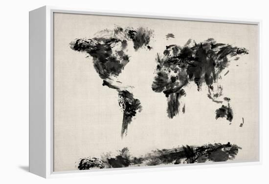 Map of the World Map Abstract Painting-Michael Tompsett-Framed Stretched Canvas