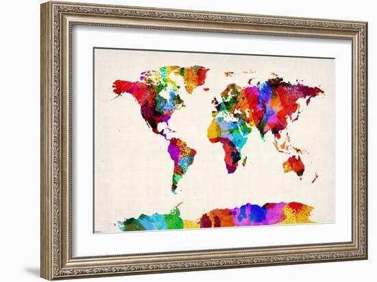 Map of the World Map Abstract Painting-Michael Tompsett-Framed Art Print