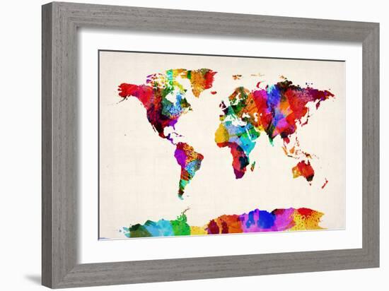 Map of the World Map Abstract Painting-Michael Tompsett-Framed Art Print