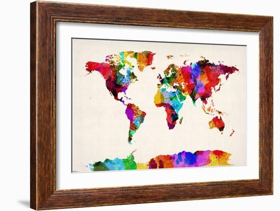 Map of the World Map Abstract Painting-Michael Tompsett-Framed Art Print