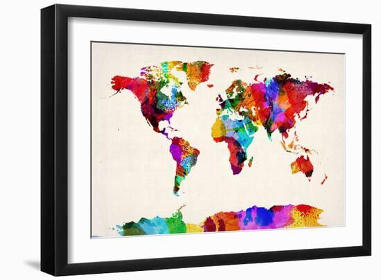 Map of the World Map Abstract Painting-Michael Tompsett-Framed Art Print