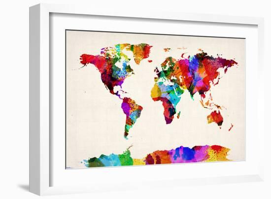 Map of the World Map Abstract Painting-Michael Tompsett-Framed Art Print