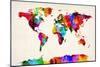 Map of the World Map Abstract Painting-Michael Tompsett-Mounted Art Print