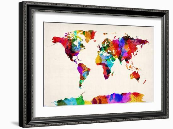 Map of the World Map Abstract Painting-Michael Tompsett-Framed Art Print