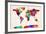 Map of the World Map Abstract Painting-Michael Tompsett-Framed Art Print