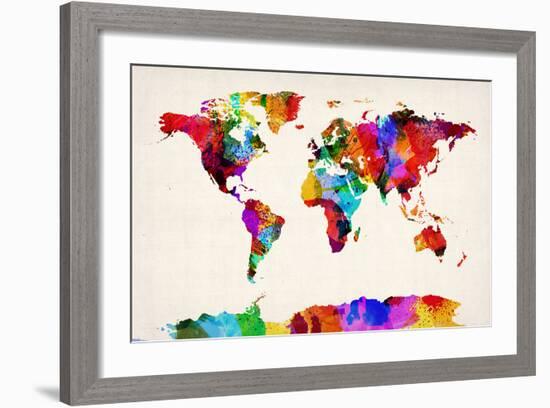 Map of the World Map Abstract Painting-Michael Tompsett-Framed Art Print