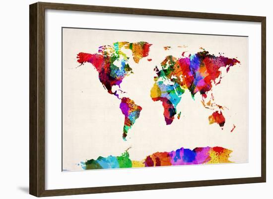 Map of the World Map Abstract Painting-Michael Tompsett-Framed Art Print