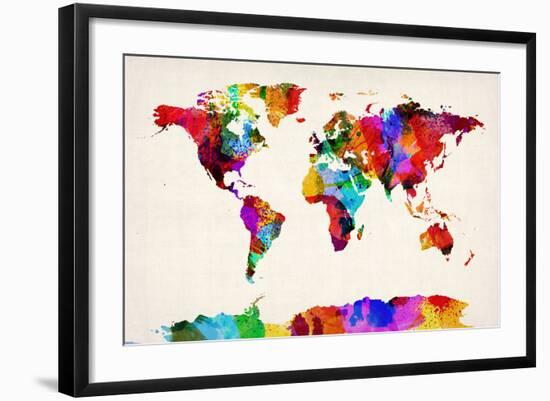 Map of the World Map Abstract Painting-Michael Tompsett-Framed Art Print