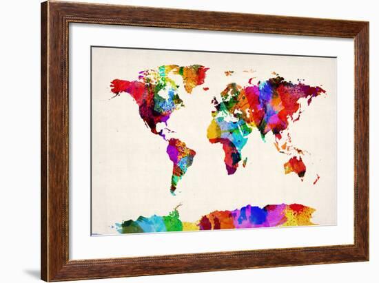 Map of the World Map Abstract Painting-Michael Tompsett-Framed Art Print