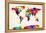 Map of the World Map Abstract Painting-Michael Tompsett-Framed Stretched Canvas