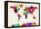 Map of the World Map Abstract Painting-Michael Tompsett-Framed Stretched Canvas