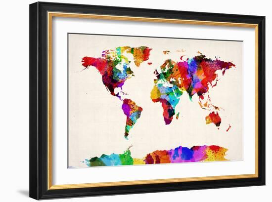 Map of the World Map Abstract Painting-Michael Tompsett-Framed Premium Giclee Print