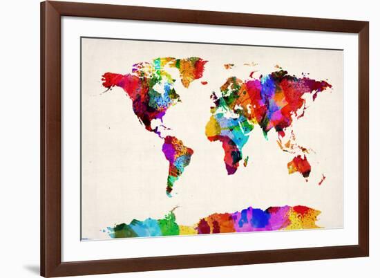 Map of the World Map Abstract Painting-Michael Tompsett-Framed Art Print