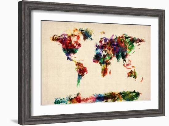 Map of the World Map Abstract Painting-Michael Tompsett-Framed Art Print