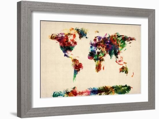 Map of the World Map Abstract Painting-Michael Tompsett-Framed Art Print