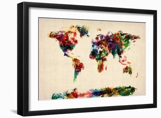 Map of the World Map Abstract Painting-Michael Tompsett-Framed Art Print