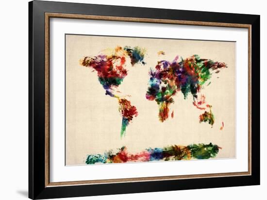 Map of the World Map Abstract Painting-Michael Tompsett-Framed Art Print