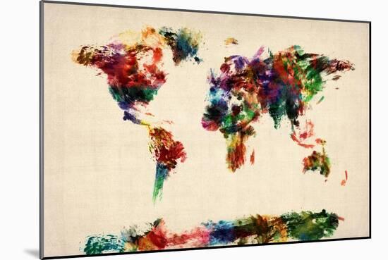 Map of the World Map Abstract Painting-Michael Tompsett-Mounted Art Print