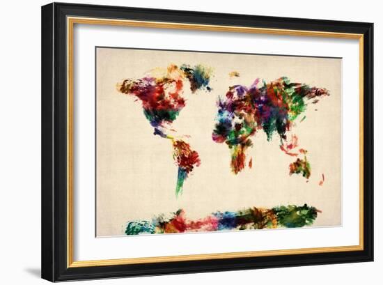 Map of the World Map Abstract Painting-Michael Tompsett-Framed Art Print